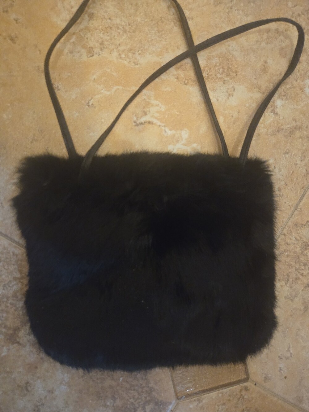 Black Faux Fur Bag - Elegant Women's Cocktail Bag